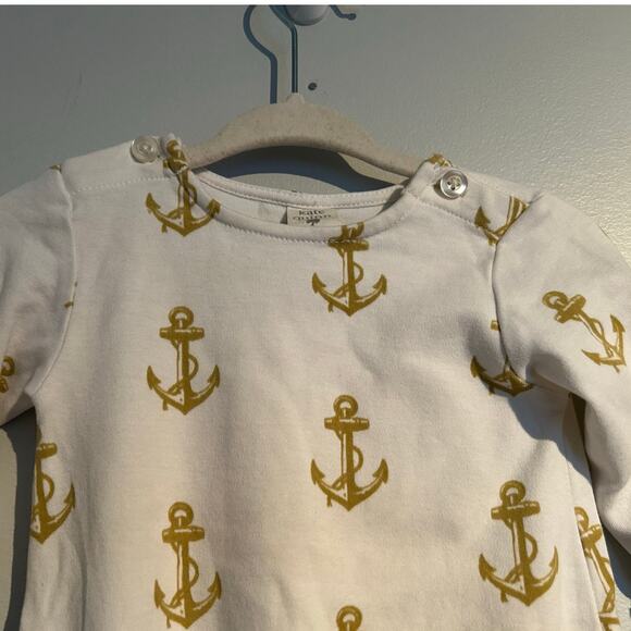 Kate Quinn Organic Cotton Elastic Sleep Bag, White with Gold Anchors, 0-3 Months - Picture 4 of 6